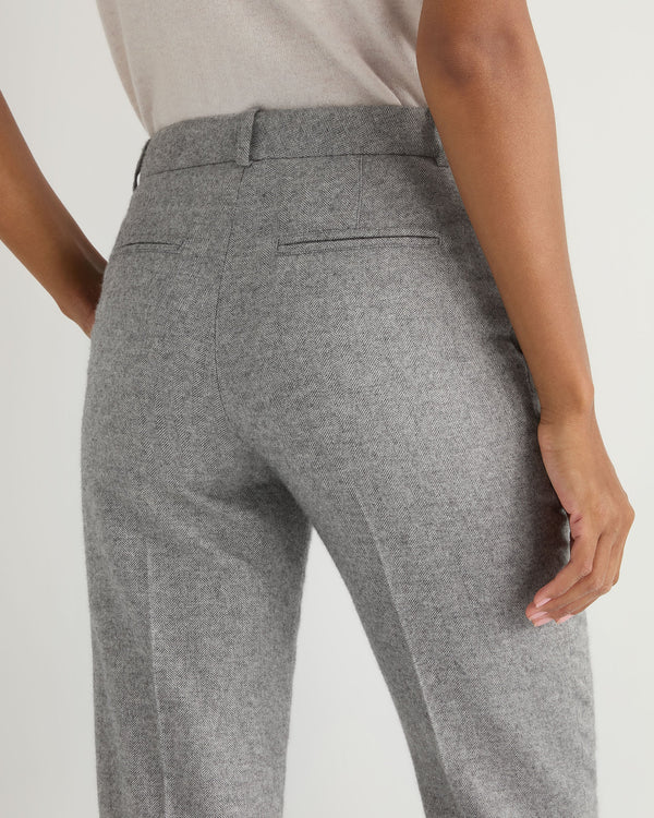 N.Peal Women's Harper Herringbone Trouser Grey 