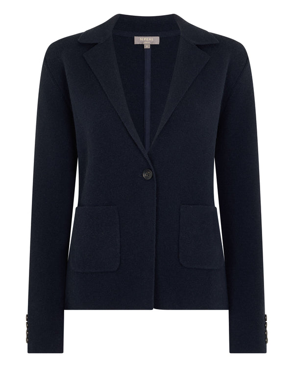 N.Peal Women's Single Breasted Cashmere Blazer Navy Blue