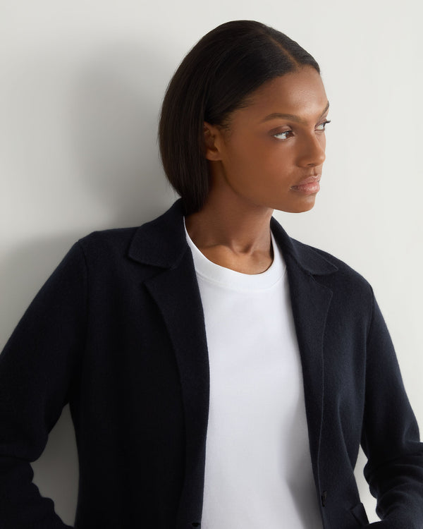 N.Peal Women's Single Breasted Cashmere Blazer Navy Blue