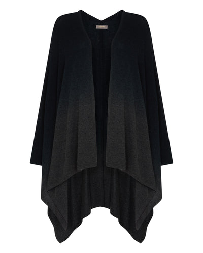 N.Peal Women's Lily Ombre Cashmere Cape Navy Blue