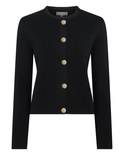 N.Peal Women's Ruffle Collar Cashmere Jacket Black