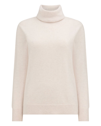 N.Peal Women's Loose Roll Neck Cashmere Jumper Frost White