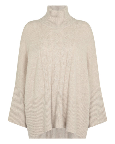 N.Peal Women's Cable Cashmere Poncho Sand Brown