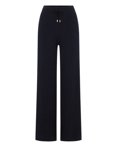 N.Peal Women's Honeycomb Knit Cashmere Trouser Navy Blue