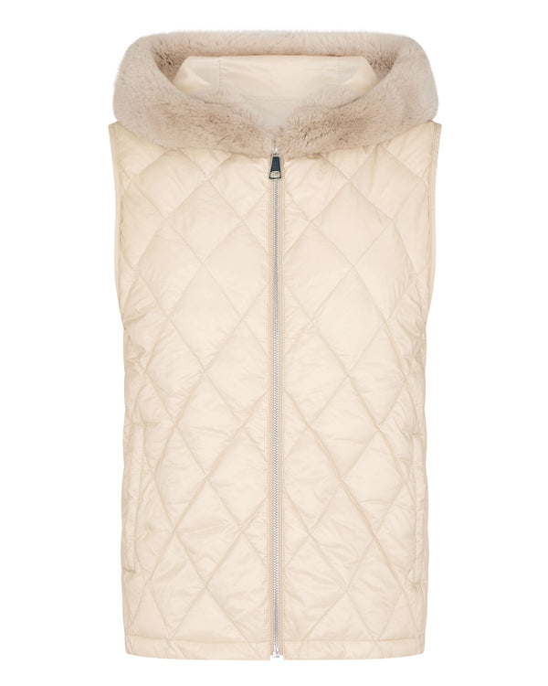 N.Peal Women's Down Gilet With Fur Ecru White