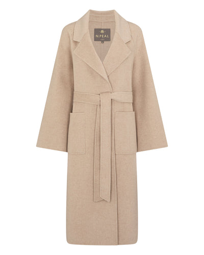 N.Peal Women's Longline Woven Coat Ecru White