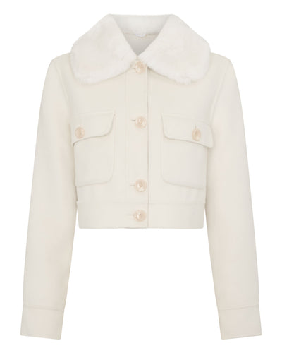 N.Peal Women's Rosie Rex Collared Jacket Ivory White