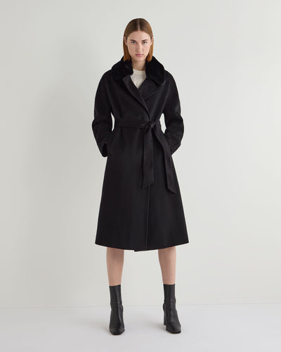 N.Peal Women's Estella Robe Coat Black