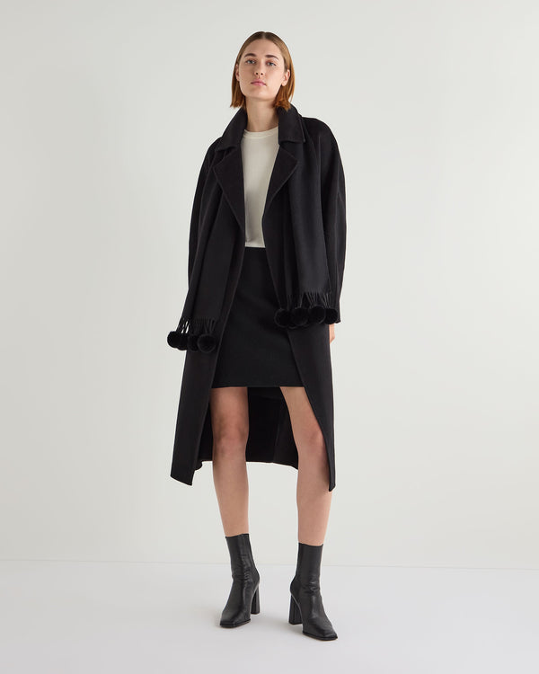 N.Peal Women's Estella Robe Coat Black