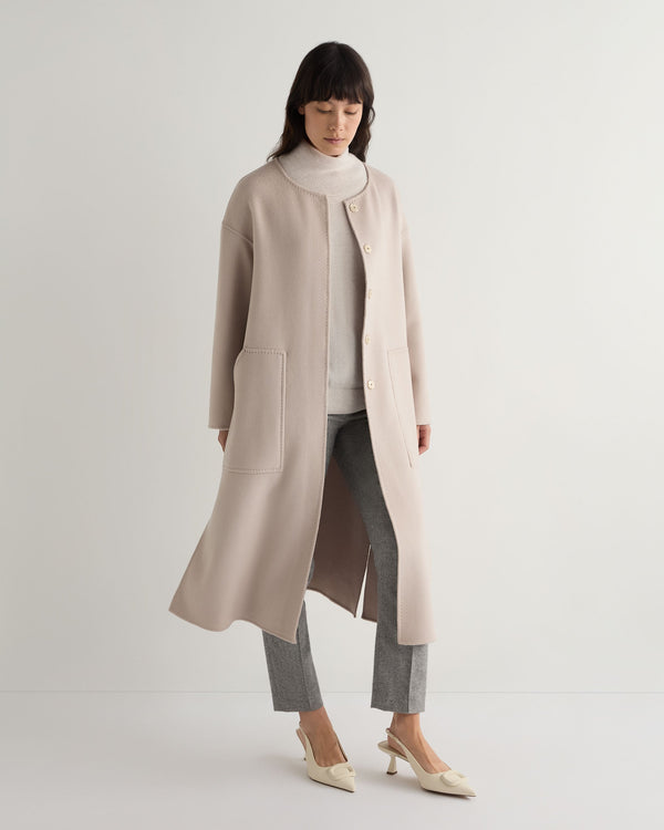 N.Peal Women's Dylan Round Neck Coat Snow Grey