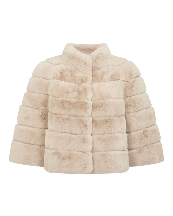 N.Peal Women's Brittany Short Fur Jacket Snow Grey