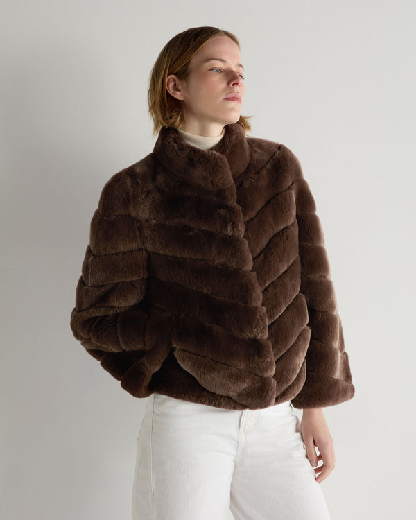 N.Peal Women's Malina Fur Jacket Chocolate Brown