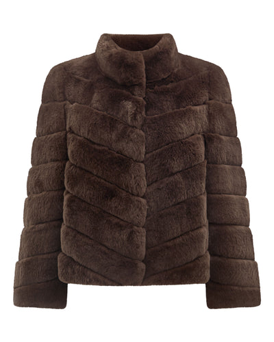 N.Peal Women's Malina Fur Jacket Chocolate Brown