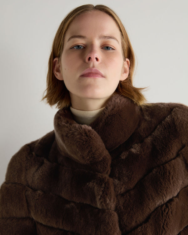 N.Peal Women's Malina Fur Jacket Chocolate Brown