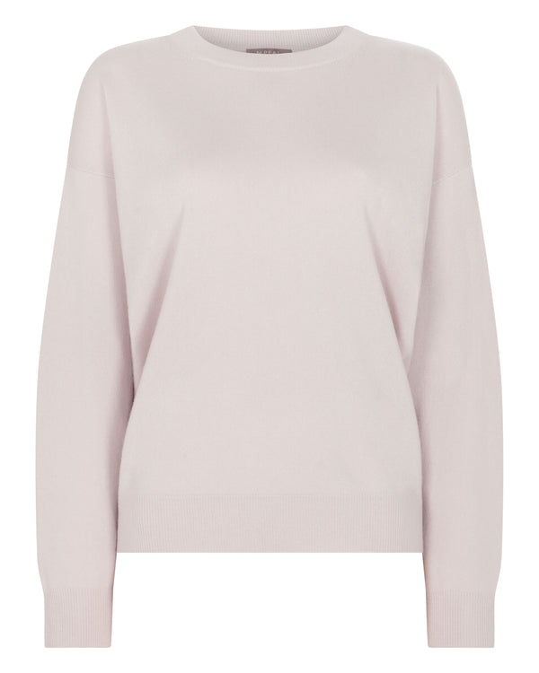 Women's Oversized Round Neck Cashmere Sweater Snow Grey