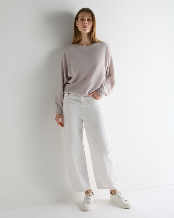 Women's Oversized Round Neck Cashmere Sweater Snow Grey