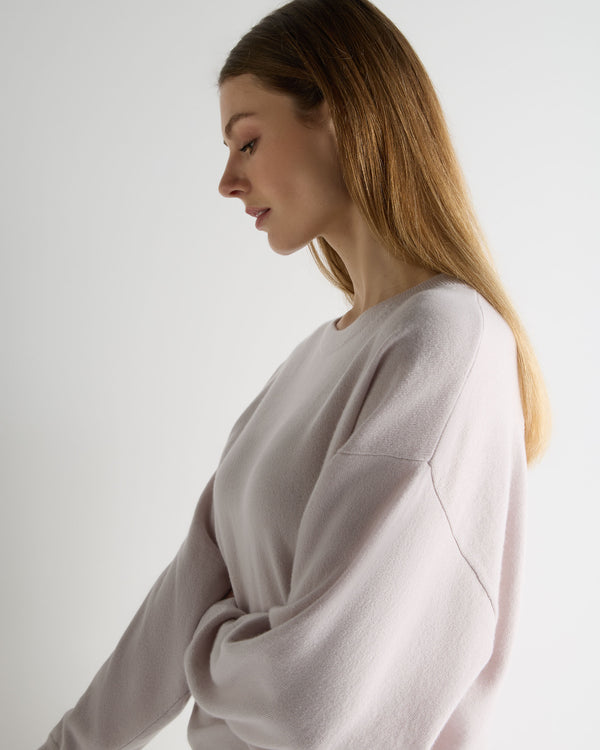 Women's Oversized Round Neck Cashmere Sweater Snow Grey