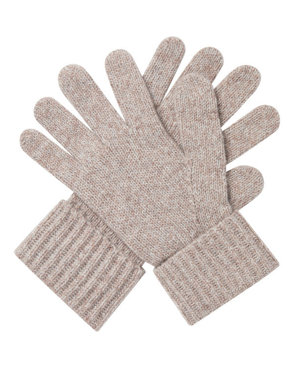 N.Peal Women's Ribbed Cashmere Gloves Basilica Beige Brown Marl
