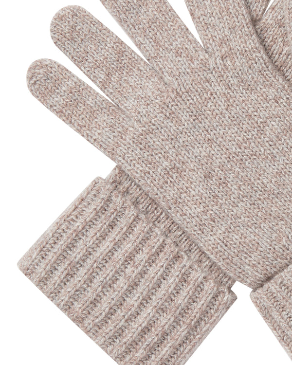 N.Peal Women's Ribbed Cashmere Gloves Basilica Beige Brown Marl