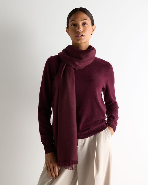 N.Peal Women's Pashmina Cashmere Stole Bordeaux Red
