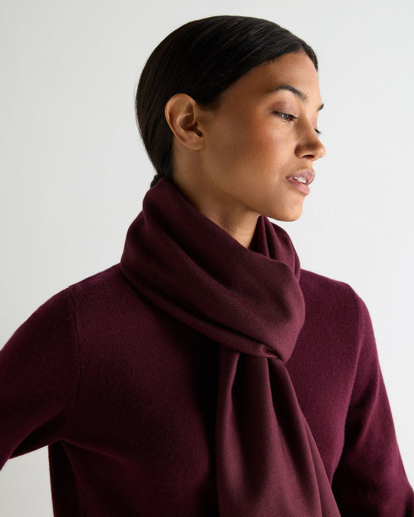 N.Peal Women's Pashmina Cashmere Stole Bordeaux Red