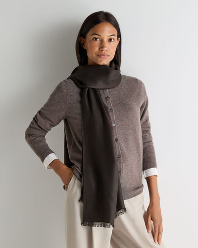 N.Peal Women's Pashmina Cashmere Stole Chocolate Brown
