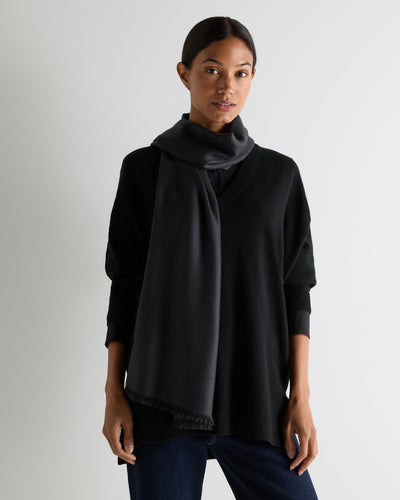 N.Peal Women's Pashmina Cashmere Stole Deep Charcoal Grey