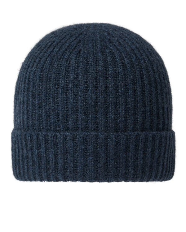 N.Peal Unisex Ribbed Cashmere Hat Indigo Blue