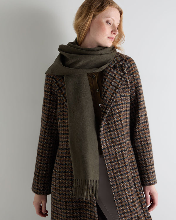 N.Peal Unisex Large Woven Cashmere Scarf Arabica Khaki Green