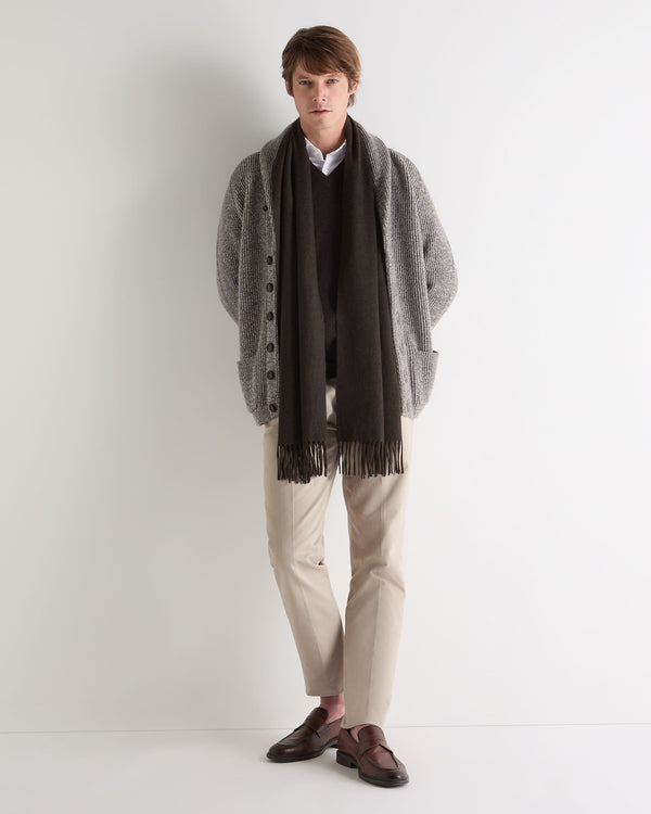 N.Peal Unisex Large Woven Cashmere Scarf Chocolate Brown