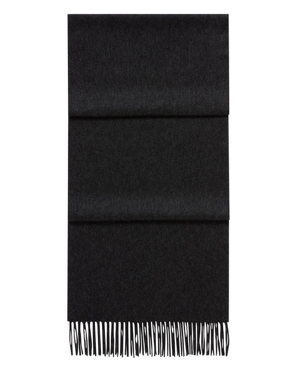 N.Peal Unisex Large Woven Cashmere Scarf Deep Charcoal Grey