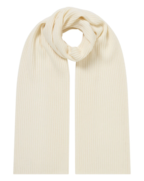 Unisex Short Ribbed Cashmere Scarf New Ivory White | N.Peal