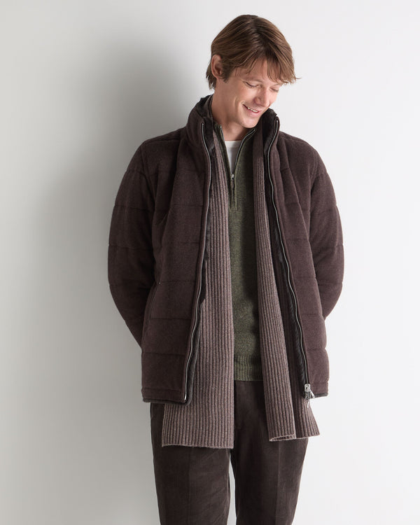 N.Peal Unisex Short Ribbed Cashmere Scarf Otter Brown
