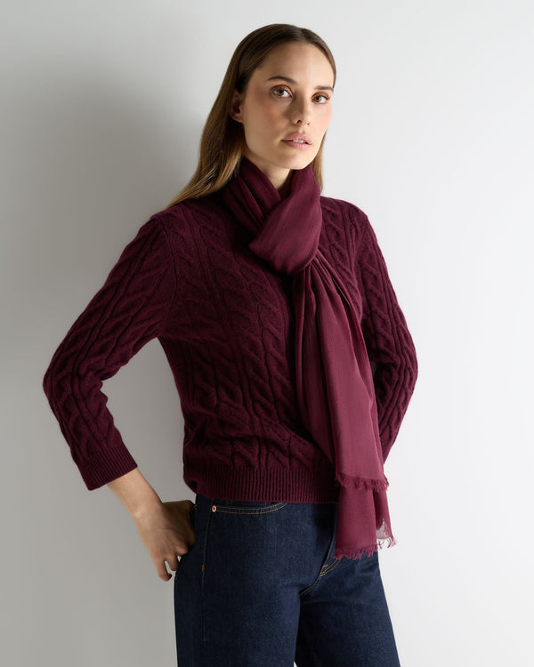 N.Peal Women's Ultrafine Pashmina Cashmere Shawl Bordeaux Red