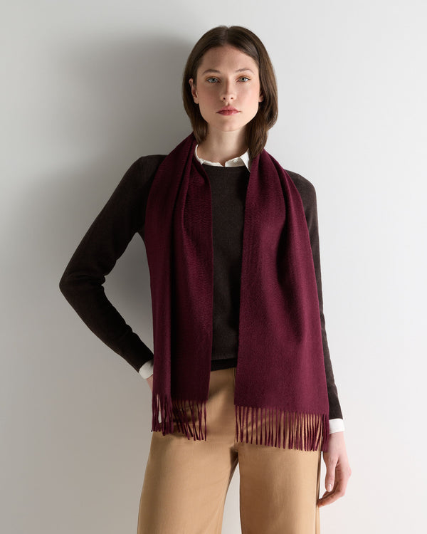 N.Peal Unisex Woven Cashmere Scarf Bordeaux Red