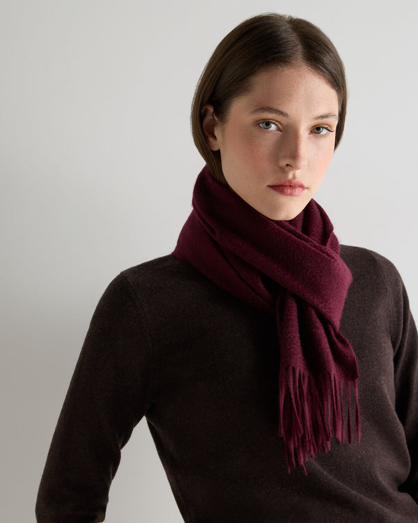 N.Peal Unisex Woven Cashmere Scarf Bordeaux Red