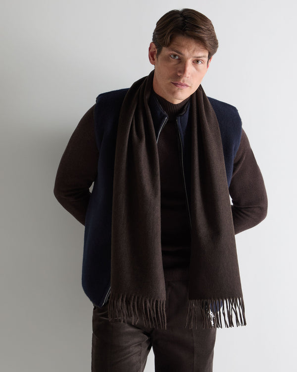 N.Peal Unisex Woven Cashmere Scarf Chocolate Brown
