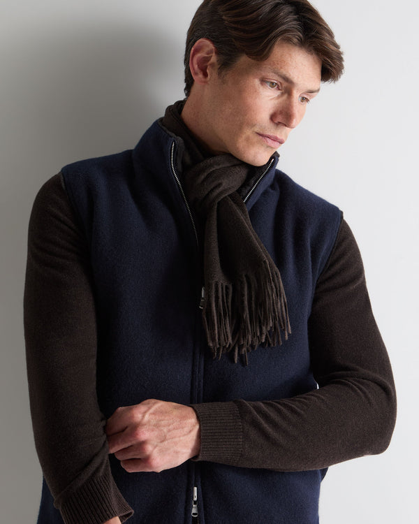 N.Peal Unisex Woven Cashmere Scarf Chocolate Brown