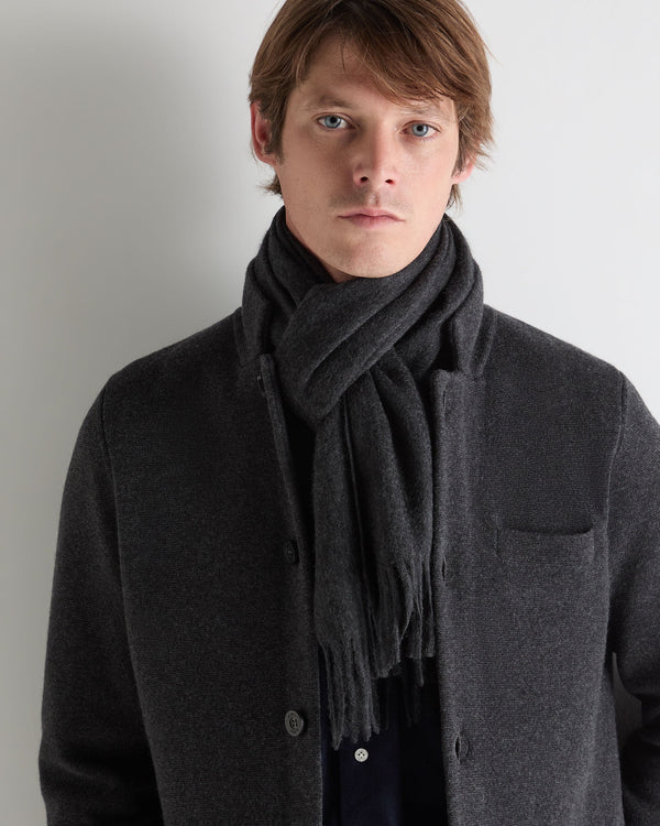 N.Peal Unisex Woven Cashmere Scarf Deep Charcoal Grey