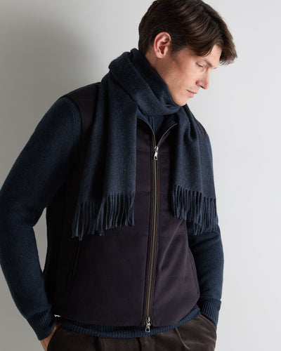 N.Peal Unisex Woven Cashmere Scarf Indigo Blue