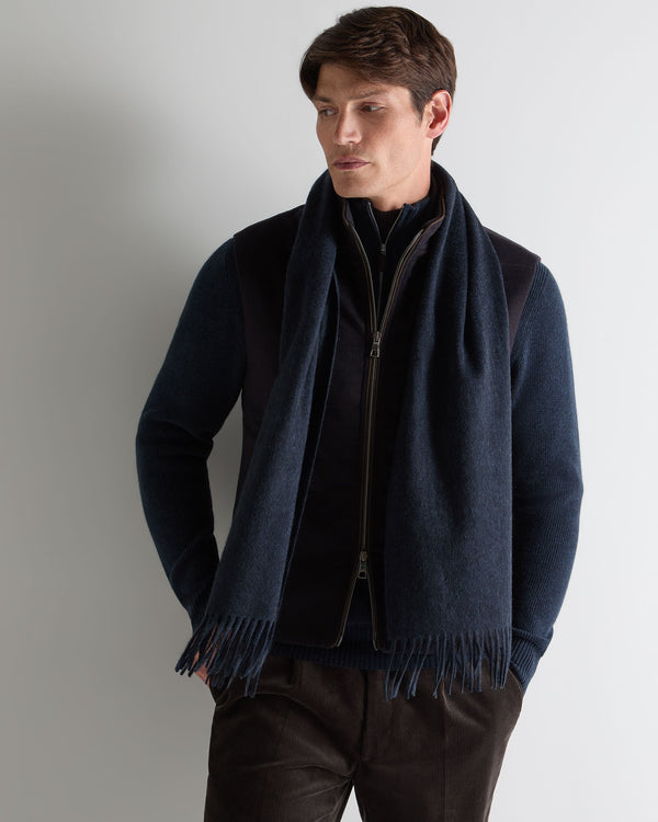 N.Peal Unisex Woven Cashmere Scarf Indigo Blue