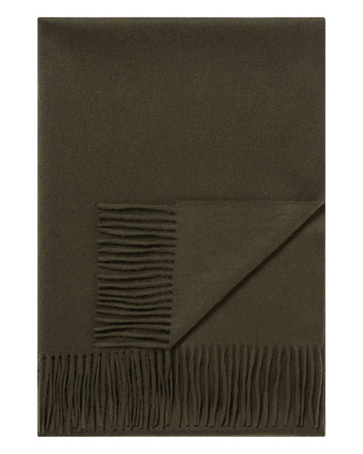 N.Peal Women's Woven Cashmere Shawl Arabica Khaki Green