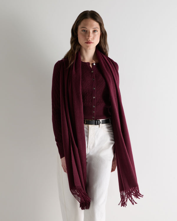 N.Peal Women's Woven Cashmere Shawl Bordeaux Red