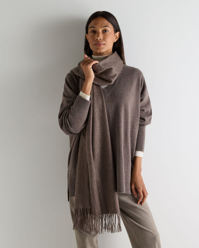 N.Peal Women's Woven Cashmere Shawl Otter Brown
