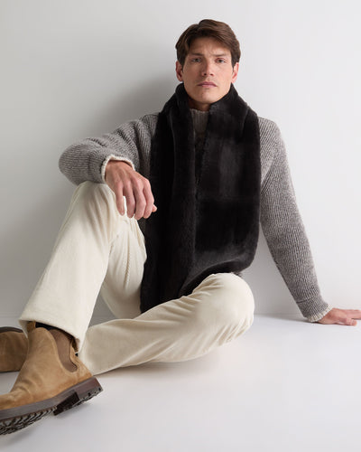 N.Peal Unisex Long Fur Scarf Chocolate Brown