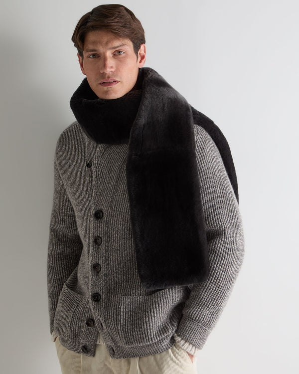 N.Peal Unisex Long Fur Scarf Chocolate Brown