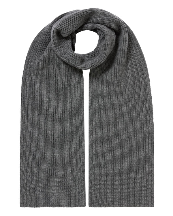 N.Peal Unisex Ribbed Cashmere Scarf Elephant Grey