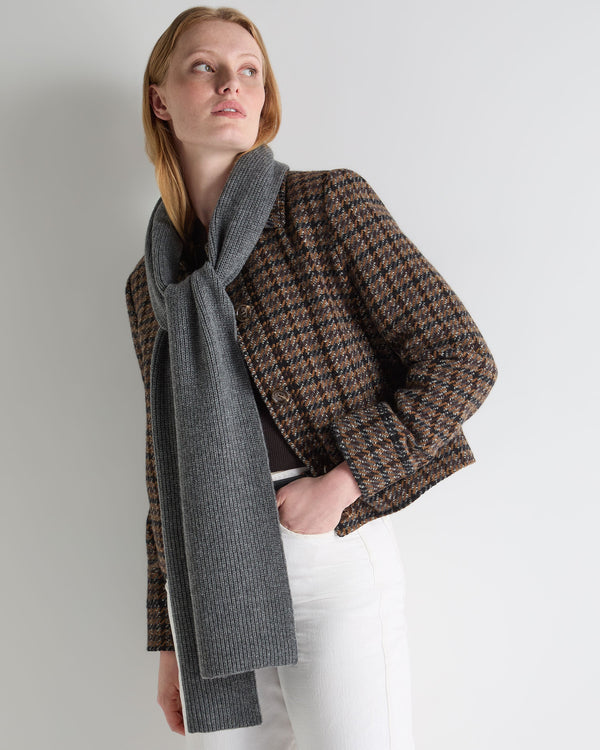 N.Peal Unisex Ribbed Cashmere Scarf Elephant Grey