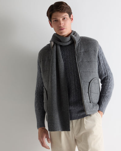 N.Peal Unisex Ribbed Cashmere Scarf Elephant Grey