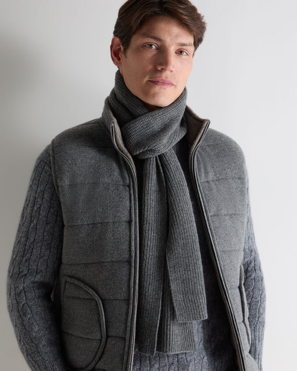 N.Peal Unisex Ribbed Cashmere Scarf Elephant Grey